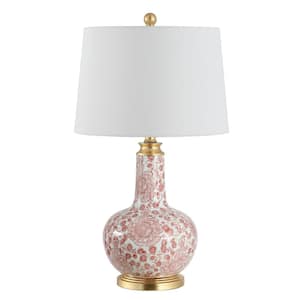 Leia 25.5 in. Red Table Lamp with White Shade
