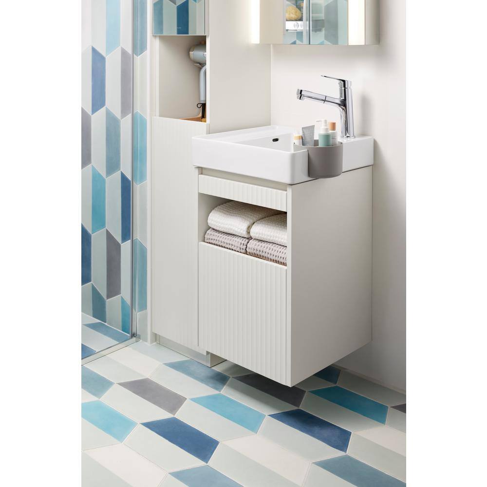 White Ceramic Wall-Mount Vanity Top with Integrated Sink