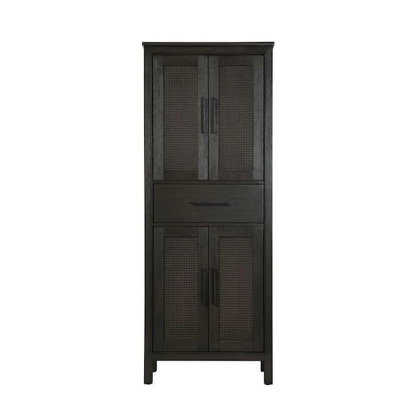 28 in. W x 18 in. D x 72 in. H Brown Freestanding Linen Cabinet