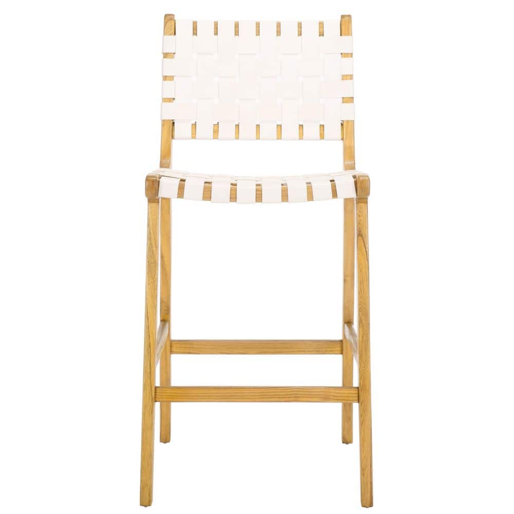 Adah White Leather Bar Stool