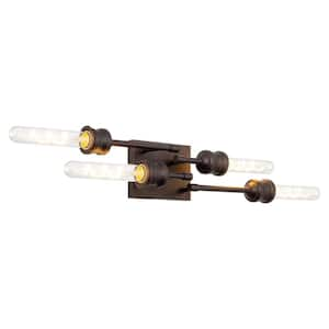 Quattro 19 in. 4-Lights Oil Rubbed Bronze Modern Bathroom Vanity Light