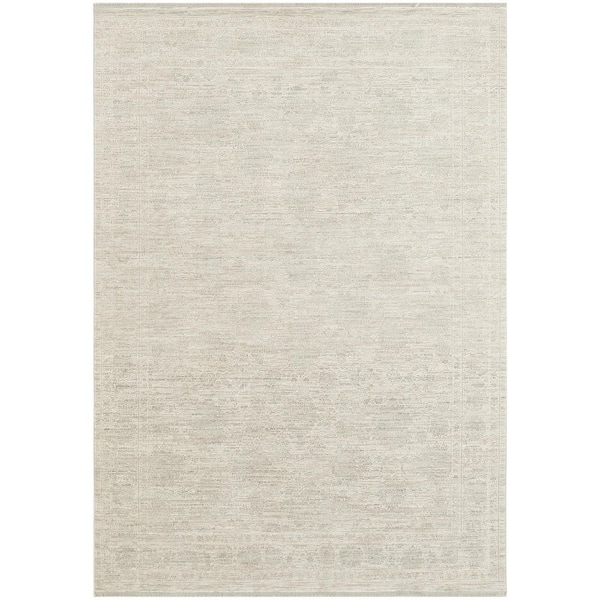 Outlines Ivory Grey 4 ft. x 6 ft. Medallion Traditional Area Rug