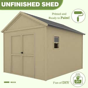 8 ft. x 12 ft. Outdoor Storage Shed Unfinished Wood Shed with Galvanized Steel Roof and Lockable Door