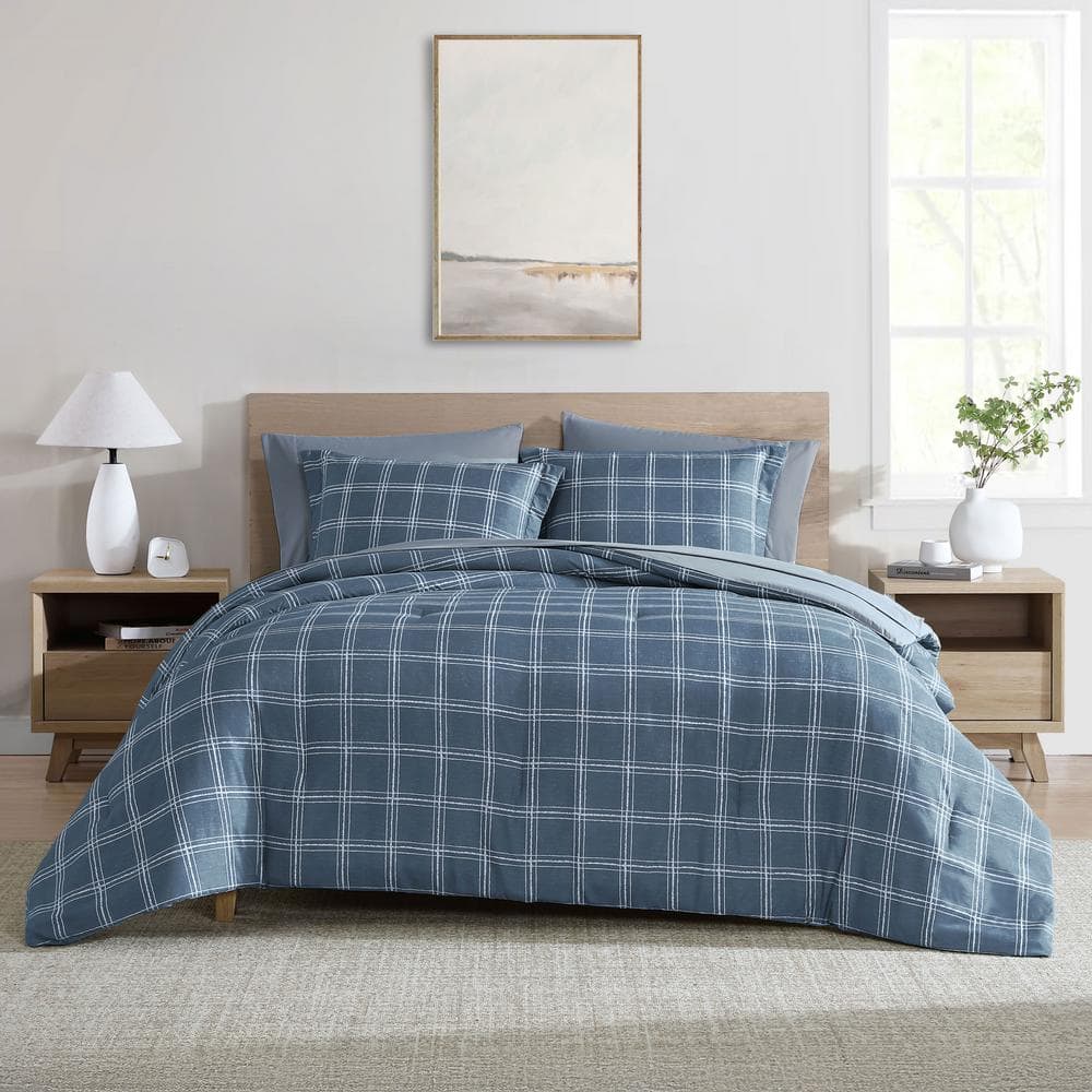 Navy Full Reversible Microfiber Down Alternative Bed-In-A-Bag Set