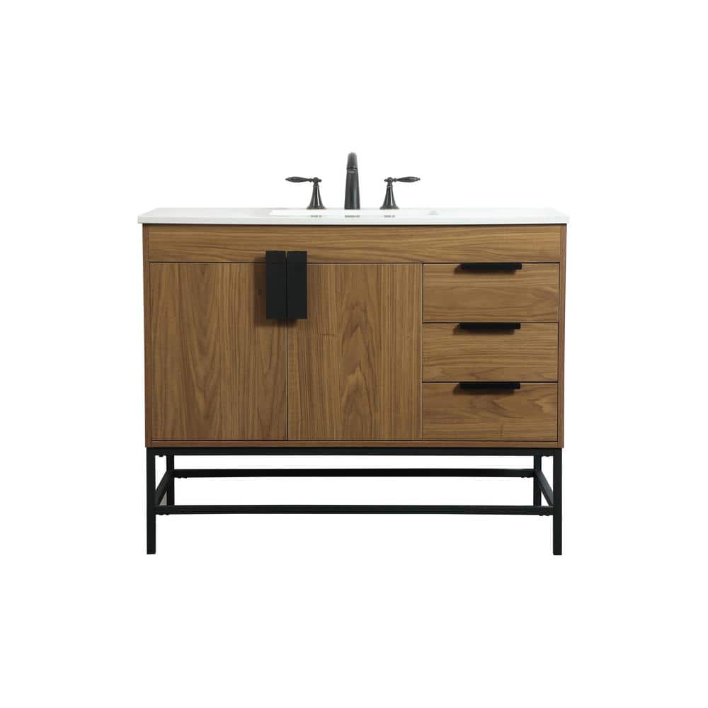 Simply Living 42 in. W x 22 in. D x 33.5 in. H Bath Vanity in Walnut Brown 