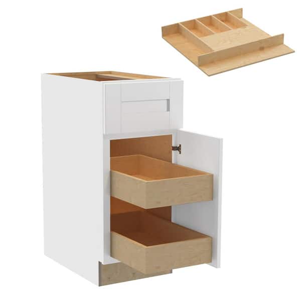 Home Decorators Collection Washington Vesper White Plywood Shaker Assembled Base Kitchen Cabinet Rt 2ROT CT15 W in. 24 D in. 34.5 in. H