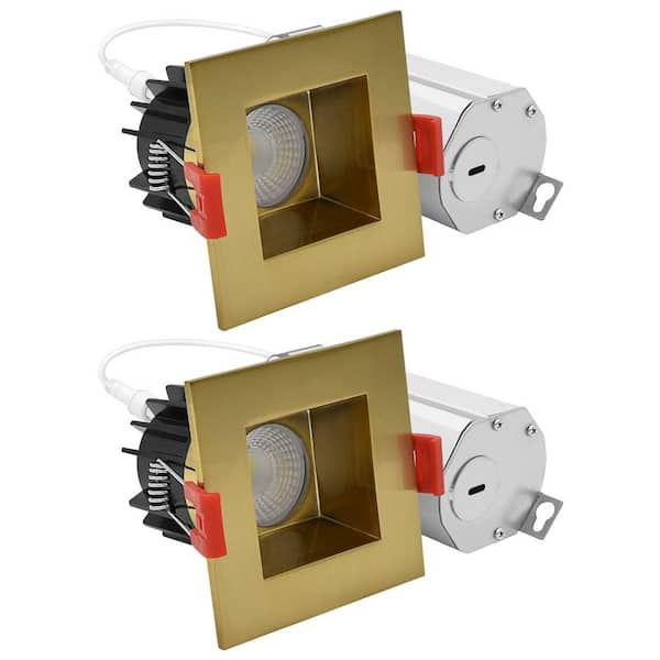 2 in. Integrated LED Recessed Spotlight Interchangeable Brass Trim, 8W 600LM 5CCT, 60°, Dimmable, Twist N' Lock 2 Pack