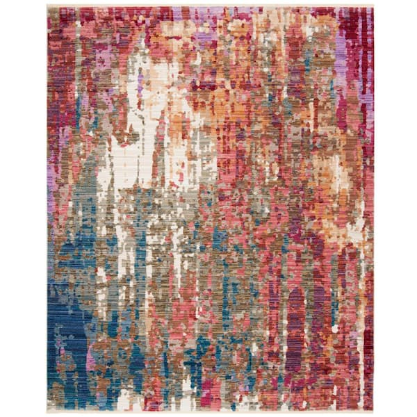 Nirvana 9 ft. x 13 ft. Red/Multi Abstract Distressed Area Rug