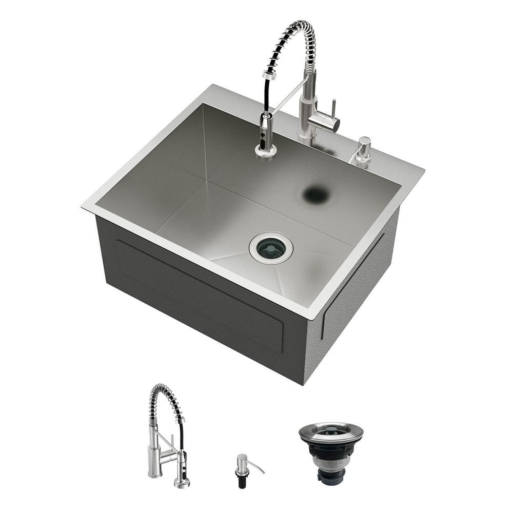 Sarlai 25 in. W x 22 in. D Drop-In Laundry/Utility Sink Single Bowl ...