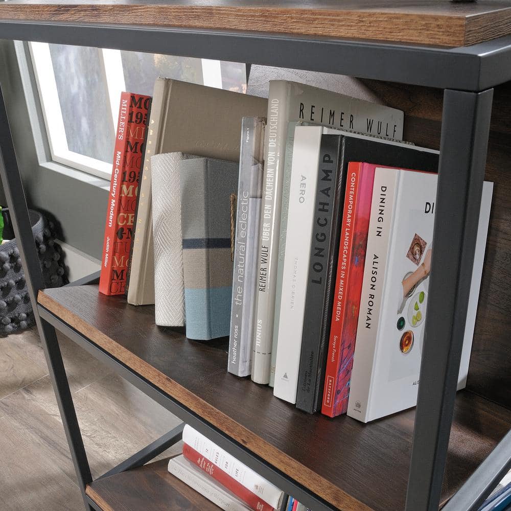 Grand Walnut and Black Metal Accent Storage Cabinet