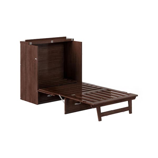 AFI Vivian Burnt Amber Brown Solid Wood Frame Twin XL Murphy Bed with Built-in Charging Station