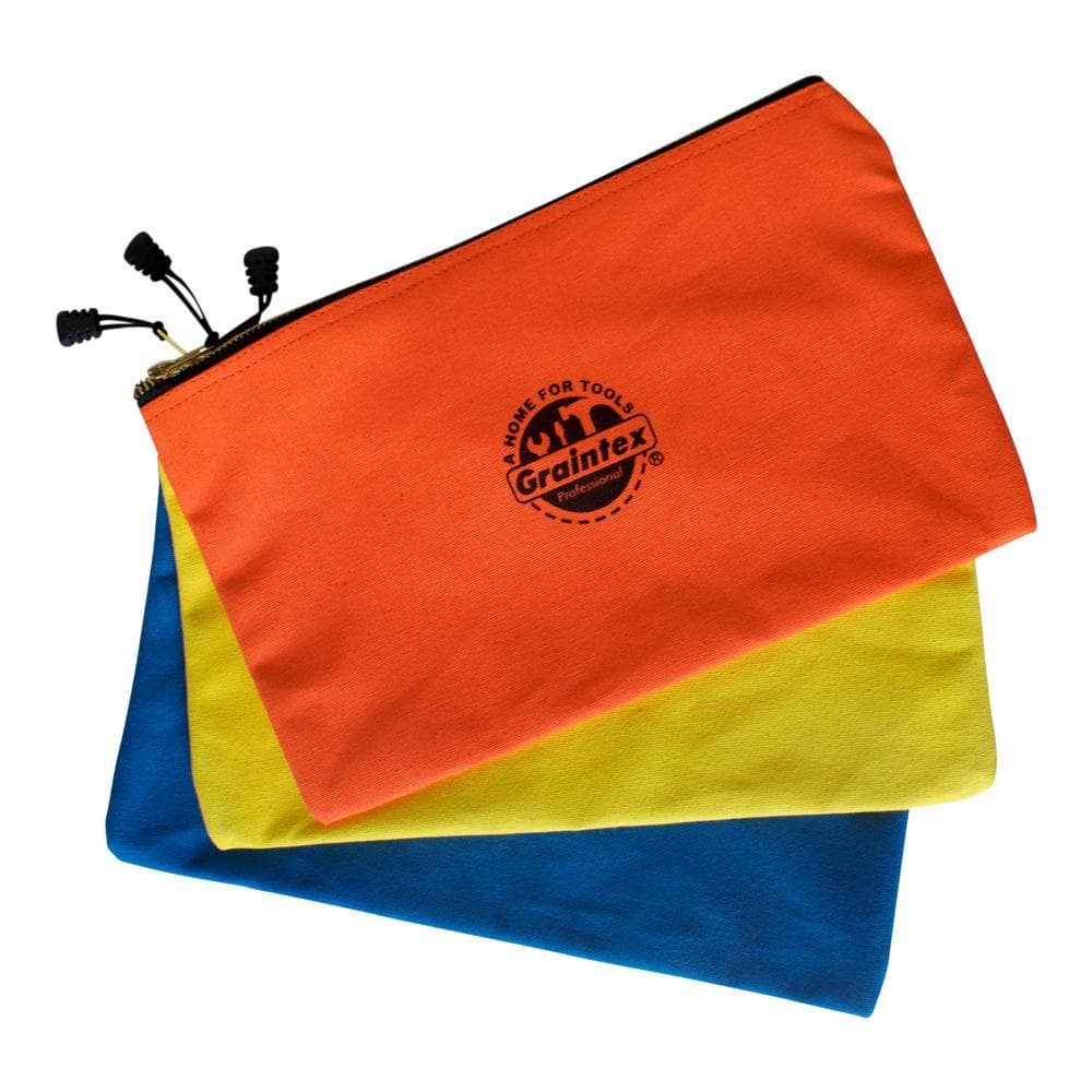 Graintex 12-1/2 in. Zipper Bag in Multi-Color Canvas (3-Pack)