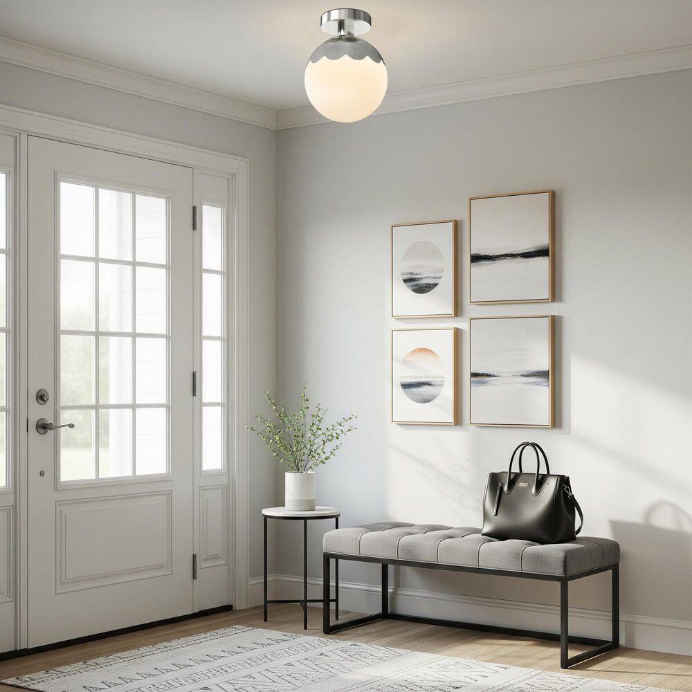 7.87 in. 1-Light Nickel Glass Modern Flush Mount Lighting Hallway Bedroom Foyer Kitchen Laundry Ceiling Lights Fixtures price history on PriceWatchPro