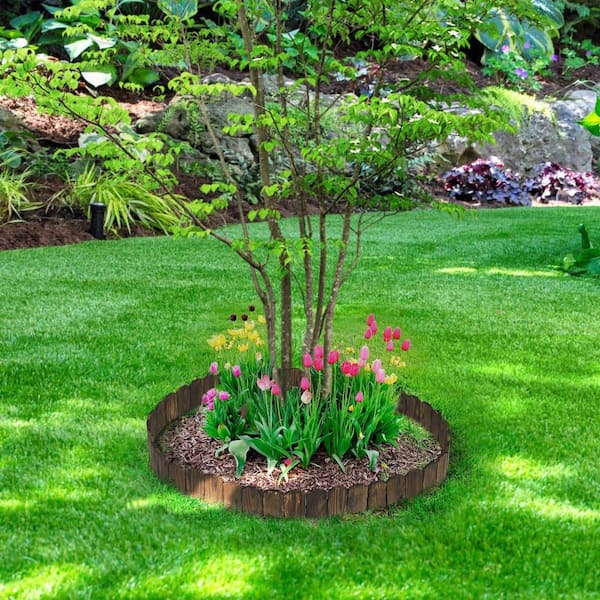 置物 Borders 9.6 ft L x 3.9 in H Wood Landscape Edging Border Flexible Low