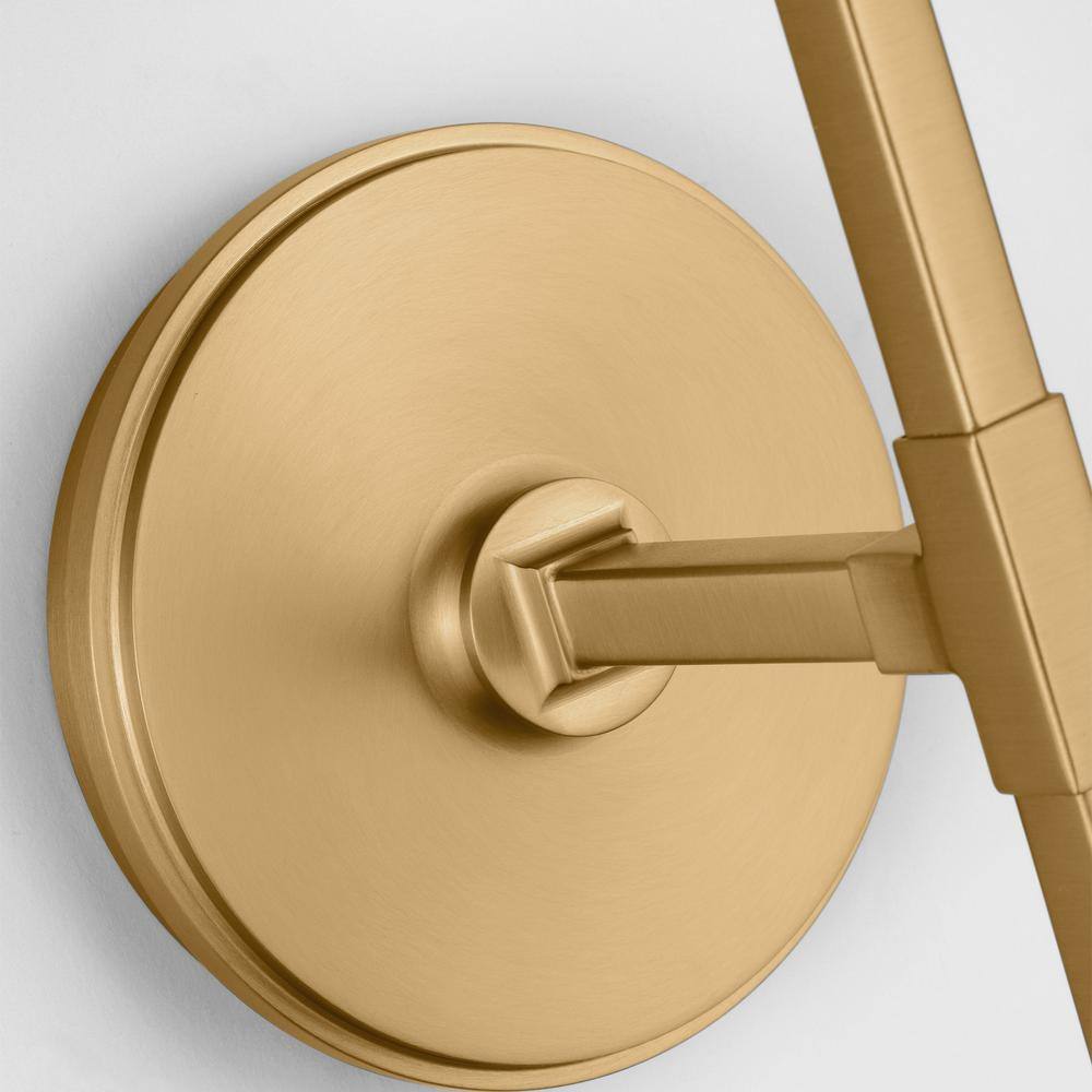 Perth Burnished Brass Wall Sconce with White Linen Shade