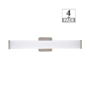 24 in. Brushed Nickel LED Vanity Light Bar Selectable Warm White to Daylight Bathroom Lighting 120-277v (4-Pack)