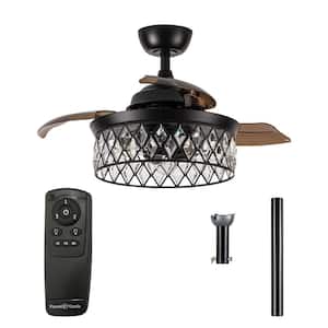 35.83 in Indoor Matte Black Ceiling Fan with Remote and Retractable Blades Included