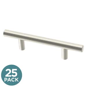 Essentials Steel Bar 3 in. (76 mm) Modern Cabinet Drawer Pulls in Stainless Steel (25-Pack)