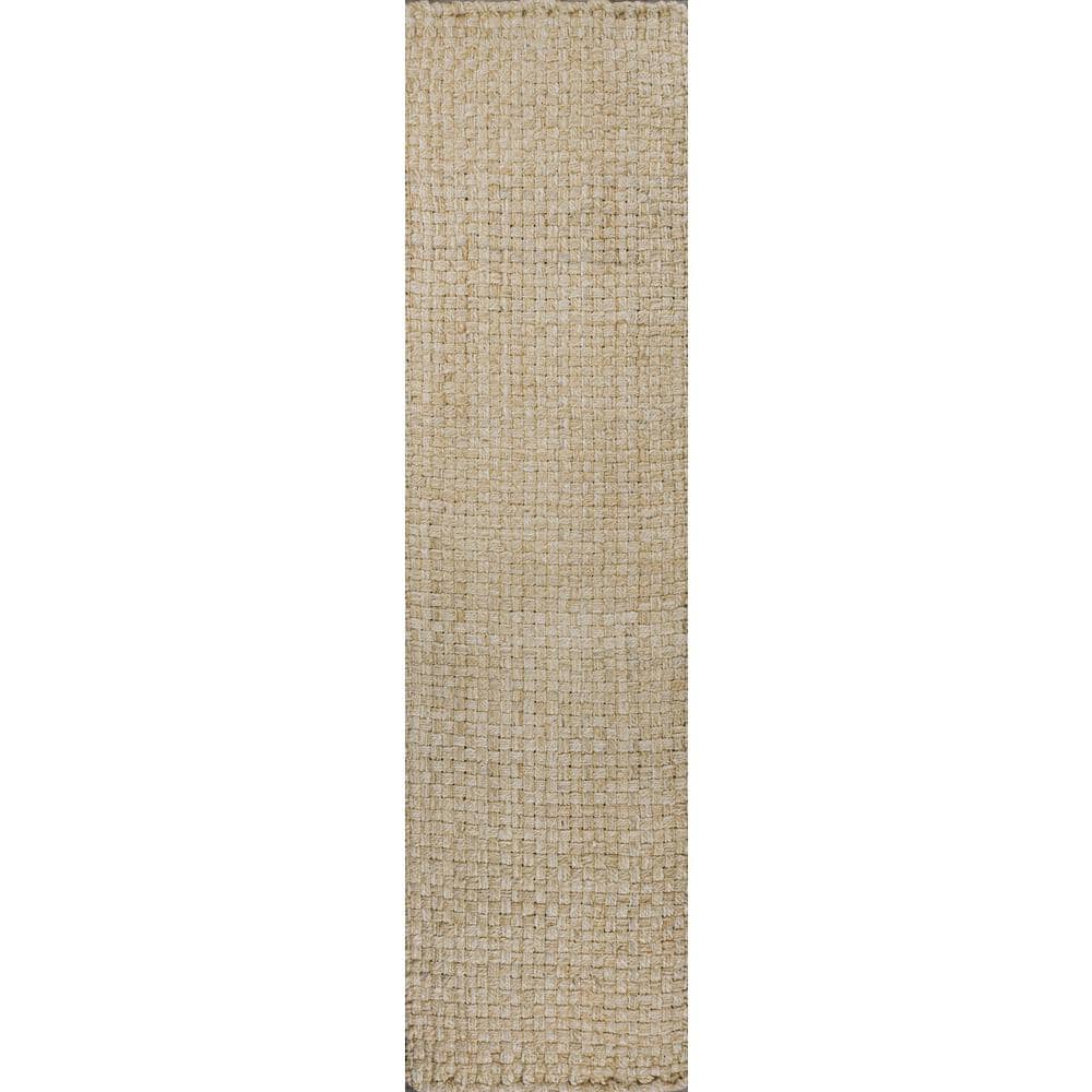 Ivory Handwoven Jute Boucle Chunky 2x8 Runner Rug