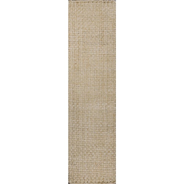 Ivory 2 ft. x 8 ft. Estera Hand Woven Boucle Chunky Jute Runner Rug