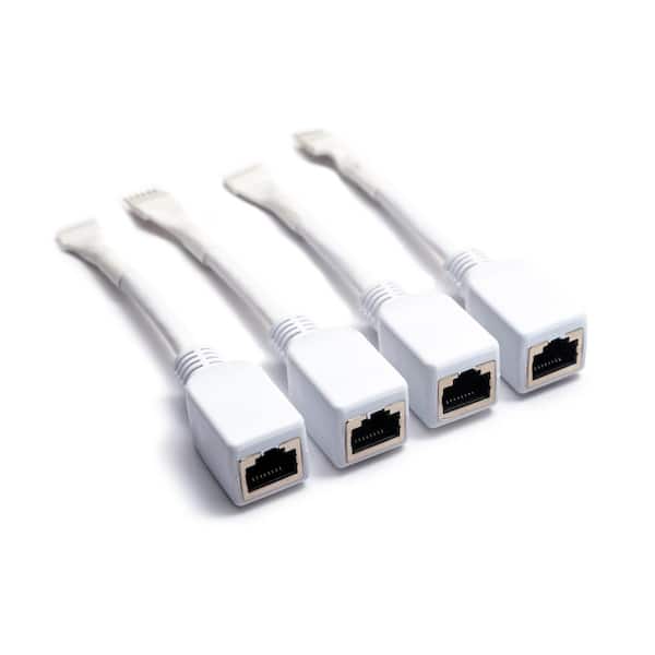 LITCESSORY RJ45 to 6-Pin Ethernet Cable Adapter for Philips Wiz LED Light Strips (2 Pairs, White) (4-Pack)