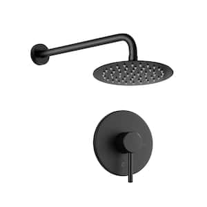 Round 1-Spray Patterns with 1.8 GPM 8 in. Wall Mount Rain Fixed Shower Head in Matte Black