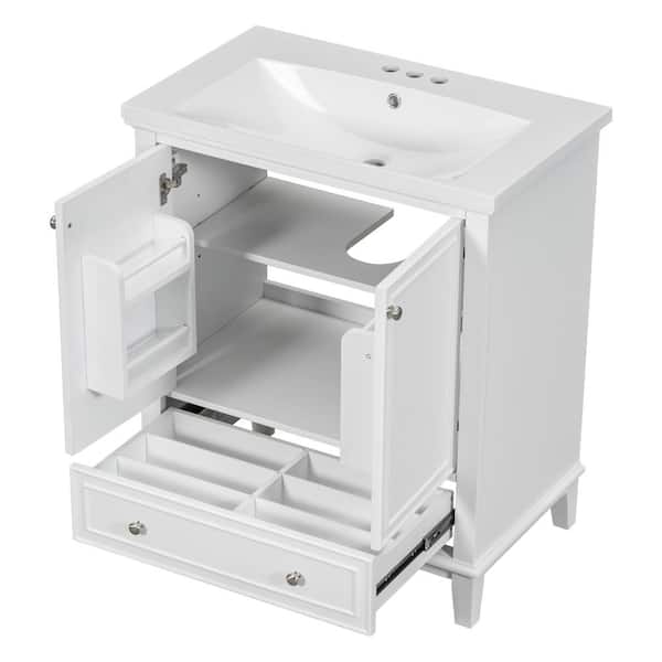 COWLOWN 30 in. W x 18 in. D x 34.8 in. H Bathroom White Linen Cabinet