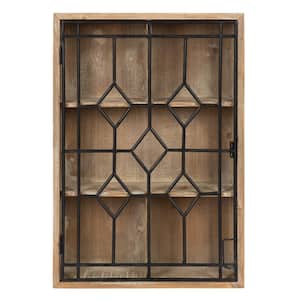 Megara 6 in. x 16 in. x 24 in. Rustic Brown/Black Wood with Metal Door Decorative Cabinet Wall Shelf