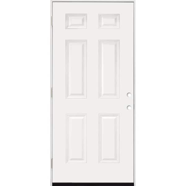 Steves & Sons 30 in. x 80 in. 6-Panel Right-Hand/Outswing White Primed Fiberglass Prehung Front Door with 4-9/16 in. Jamb Size