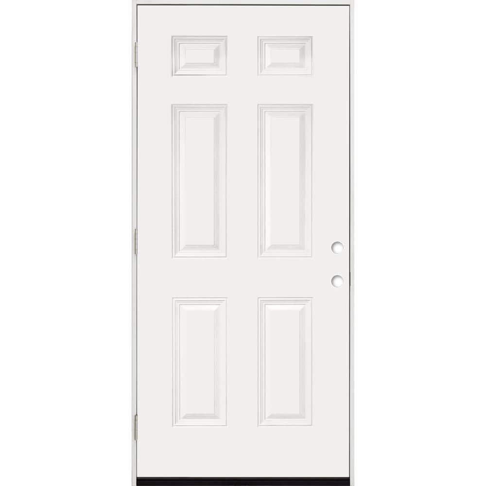 Steves & Sons 42 in. x 80 in. 6-Panel Right-Hand/Outswing White Primed ...