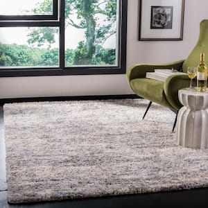Berber Shag Gray/Cream 3 ft. x 5 ft. Distressed Solid Color Area Rug