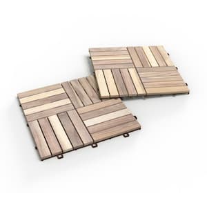 1 ft. x 1 ft. Interlocking Solid Hardwood Acacia Deck Tile in Organic White (10-Piece per Carton - 10 sq. ft.)