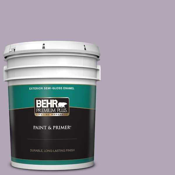 BEHR PREMIUM PLUS 5 gal. #660F-4 Plum Frost Semi-Gloss Enamel Exterior Paint & Primer