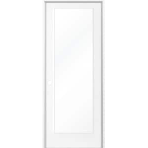 28 in. x 80 in. 1-Lite Clear Solid Hybrid Core MDF Primed Right-Hand Single Prehung Interior Door