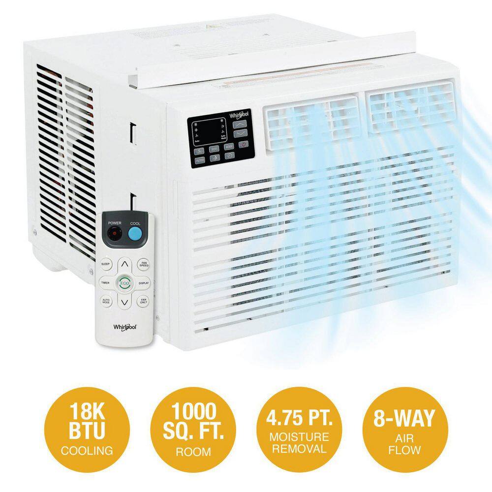 18,000 BTU (DOE) 230 Volts Window Air Conditioner Cools 1000 sq. ft. with Remote in White