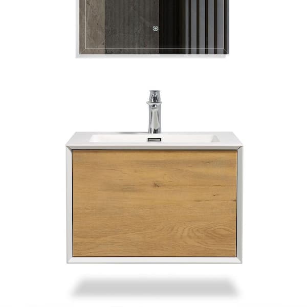 Furla 24 in. W x 19 in. W x 16.7 in. H Single Bath Vanity in White with White Solid Surface Top