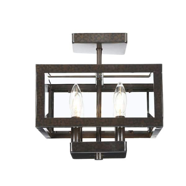 Hampton Bay - Tallarook 11 in. 4-Light Oxide Brass Semi Flush Mount Ceiling Light