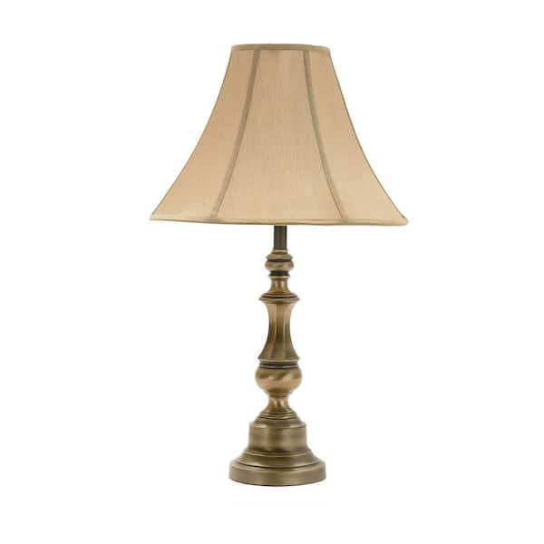 Fangio Lighting 27 in. Candlestick Metal Table Lamp in Antique Brass
