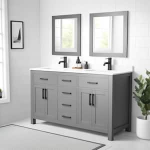 Beckett 60 in. W x 22 in. D x 35 in. H Double Sink Bathroom Vanity in Dark Gray with Carrara Cultured Marble Top