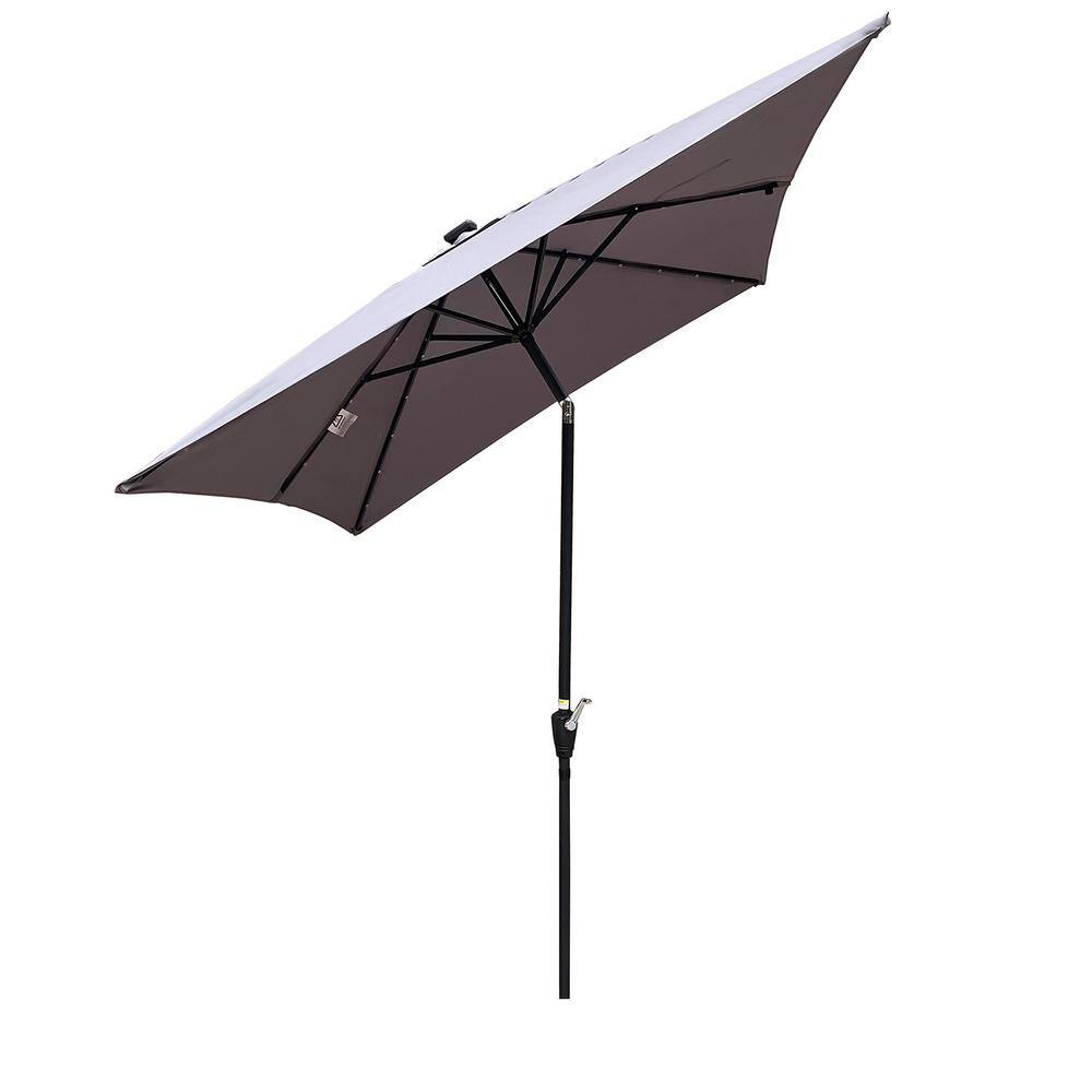 10 ft. x 6.5 ft. Metal Market Solar Tilt Patio Umbrella in Light Gray with Solar Led Lights and Crank price history on PriceWatchPro