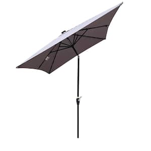 10 ft. x 6.5 ft. Metal Market Solar Tilt Patio Umbrella in Light Gray with Solar Led Lights and Crank