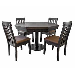 Lost Mill Series Poker Table 1 Quantity in Mocha 1-Pack with Four Chairs