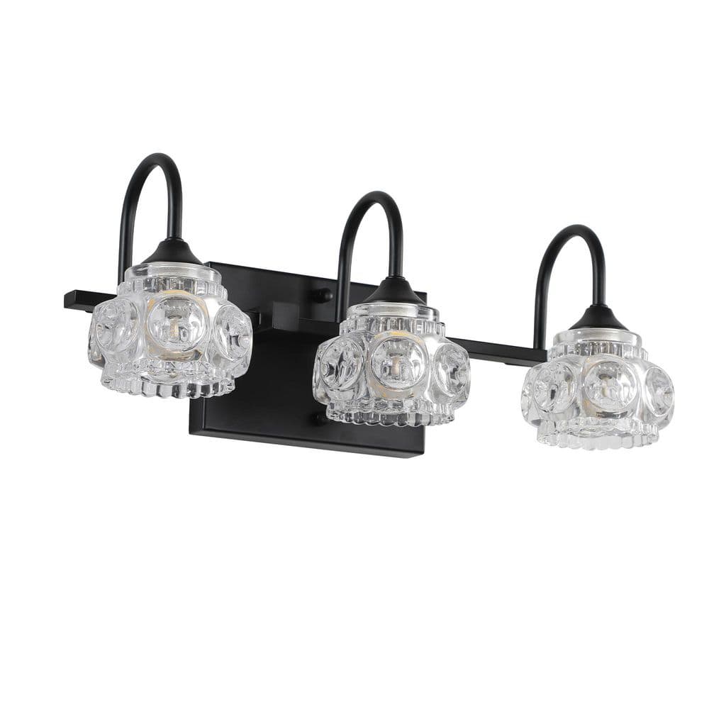 17.3 in. 3 Black Vanity Light Fixture with Crystal Shades price history on PriceWatchPro