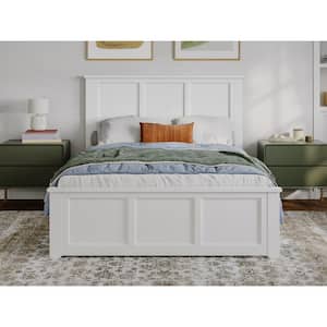 Charlotte White Solid Wood Frame Full Low Profile Platform Bed with Matching Footboard