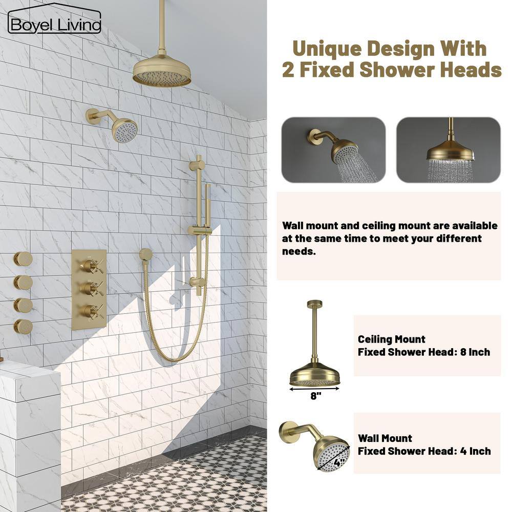 Brushed Gold Dual Rain and Handheld Shower System