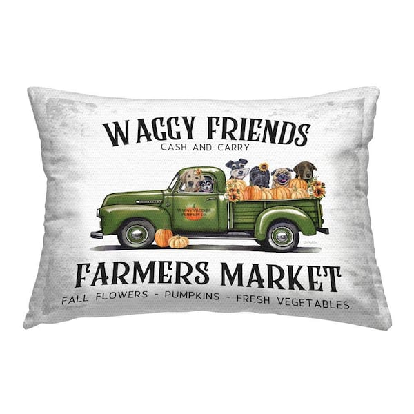 Stupell Industries Waggy Friends Fall Market Outdoor Printed Throw Pillow by Lee Keller