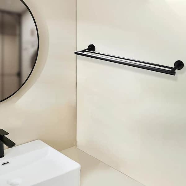 1-Pack 23.6 in. Wall Mounted Towel Bar in Matte Black