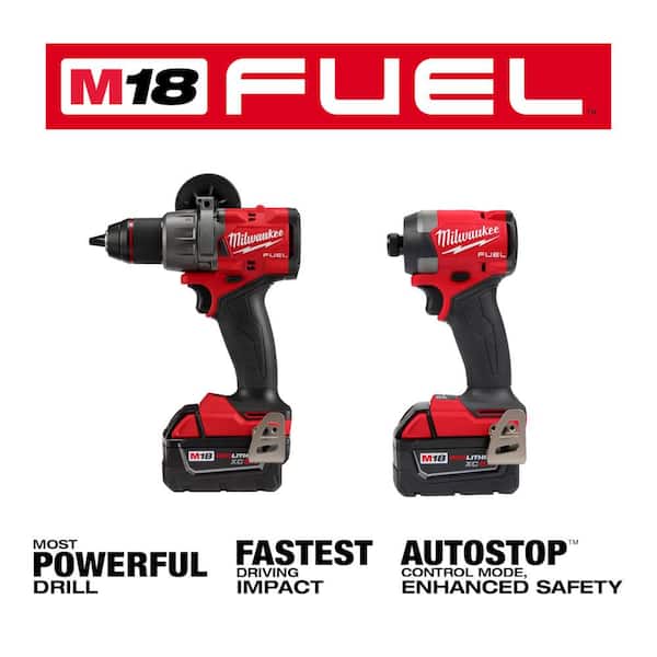 M18 FUEL 18V Cordless Hammer Drill/Impact Combo Kit (2-Tool) w/5.0Ah Battery & SHOCKWAVE Bit Set (60-Pc)