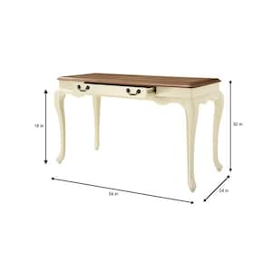 Provence Ivory Writing Desk with Ash Brown Top 54 in.