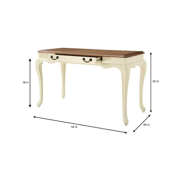 Provence Ivory Writing Desk with Ash Brown Top 54 in.